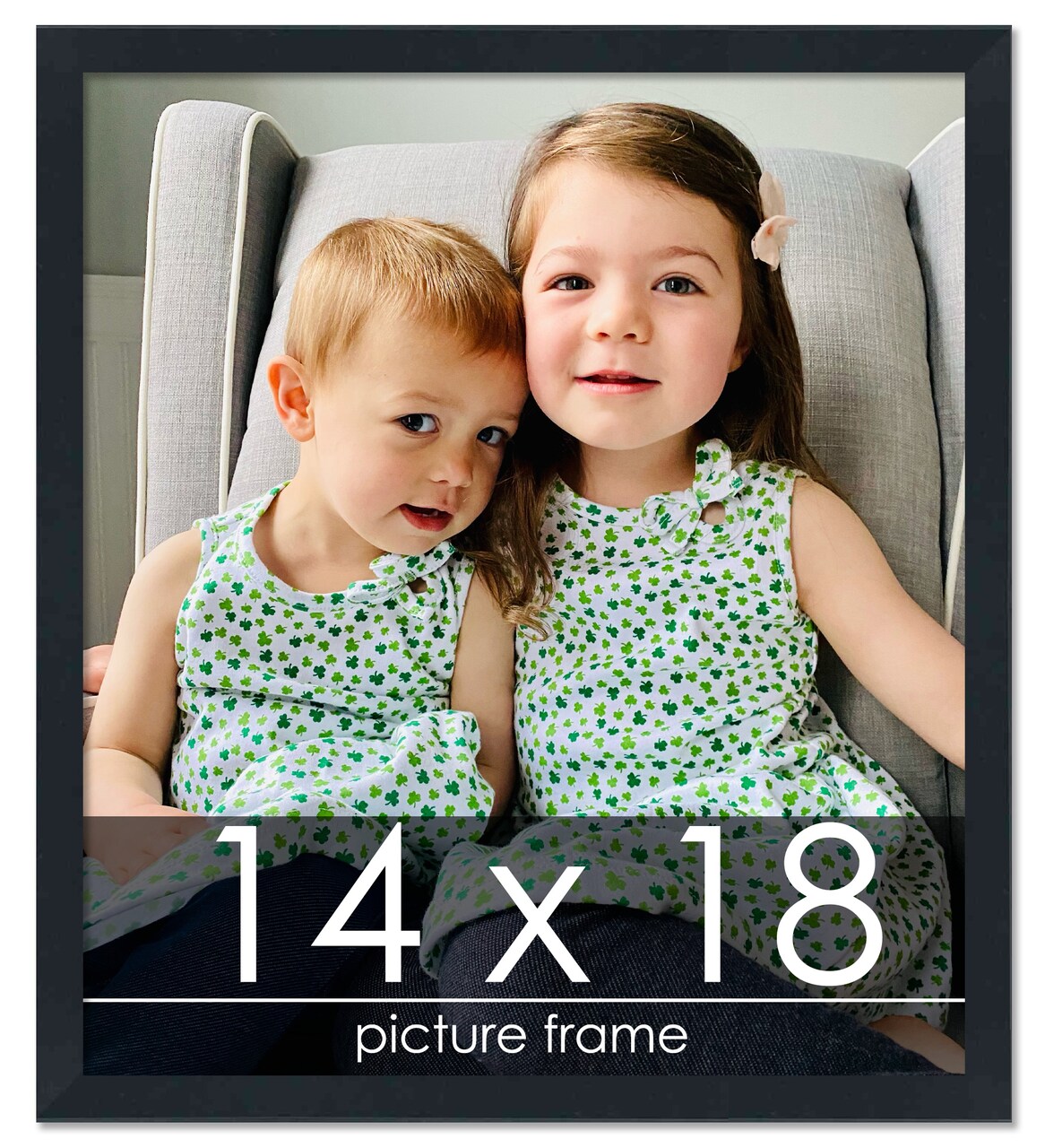 14x18 Slim Profile Black Picture Frame - UV Acrylic, Foam Board Backing, Hanging Hardware